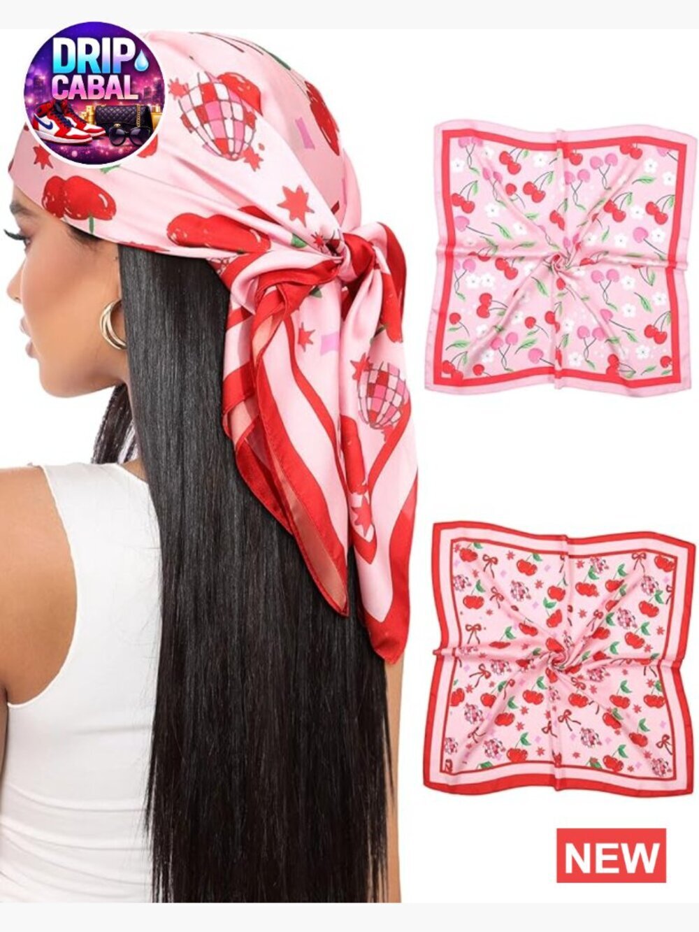 Satin Head Scarf for Women 2 Pack Hair Bandana Wrap